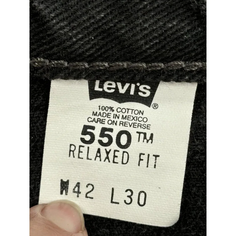 Levi's 550 Relaxed Fit Jeans Men's W42 L30 Black Denim 100% Cotton VTG